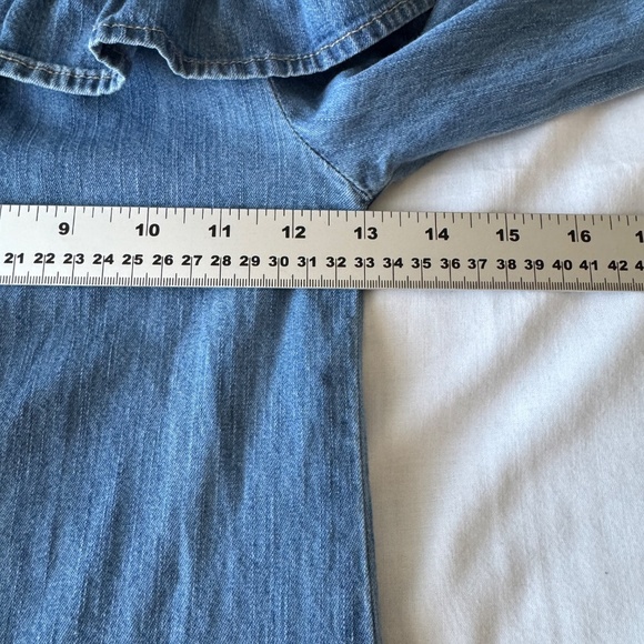 GUESS Girl's 8 Denim Cold Shoulder Button Front Jean Dress Collared Lace Blue - Picture 10 of 15